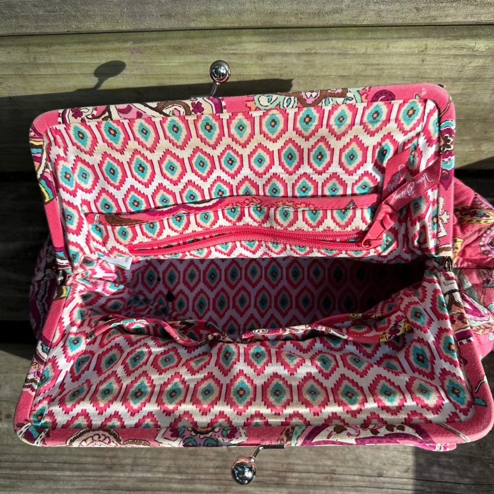 Vera Bradley Alice Bag Call Me Coral Pink Paisley Quilted Kisslock Handbag Purse